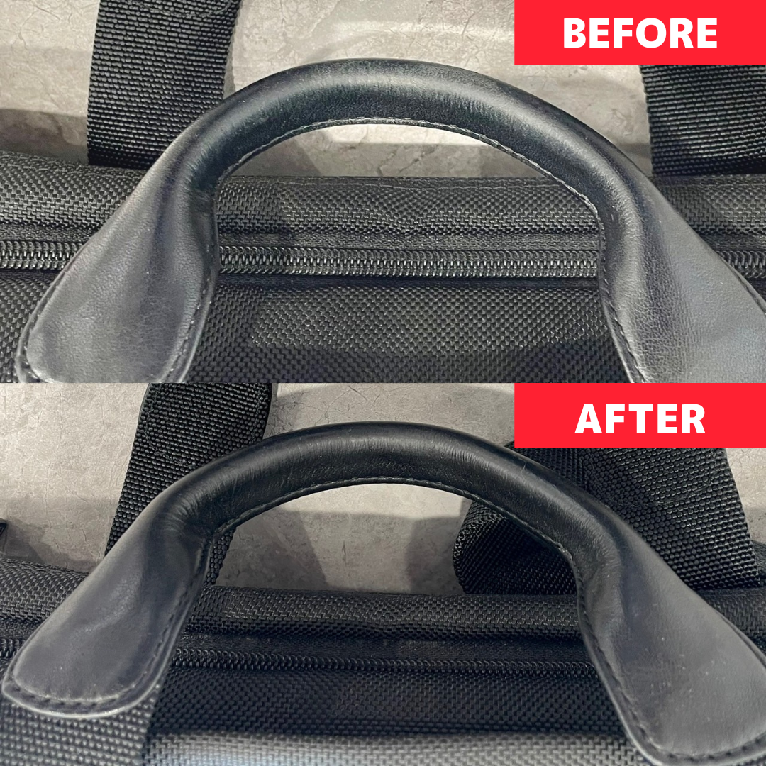TUMI ビジネスバック 目立った汚れや傷はない TUMI 持ち手革の色掛けサービス | クリーニング403（ヨンマルサン）