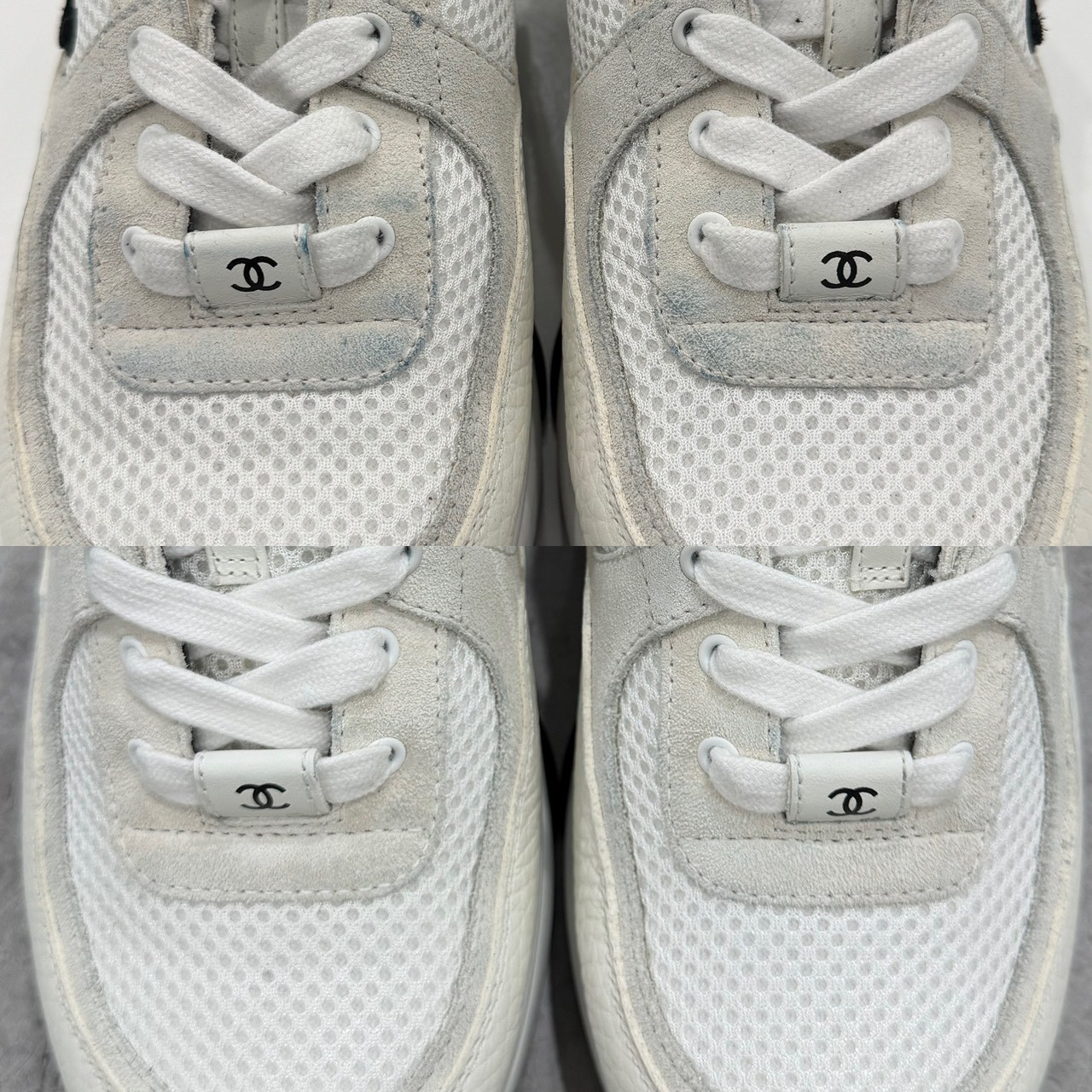 シャネル スニーカー修理事例｜スウェードへの色移りを匠カラーリング